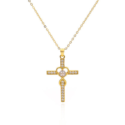 Creative 925 sterling silver heart-shaped cross necklace with fashionable simple and versatile accessories